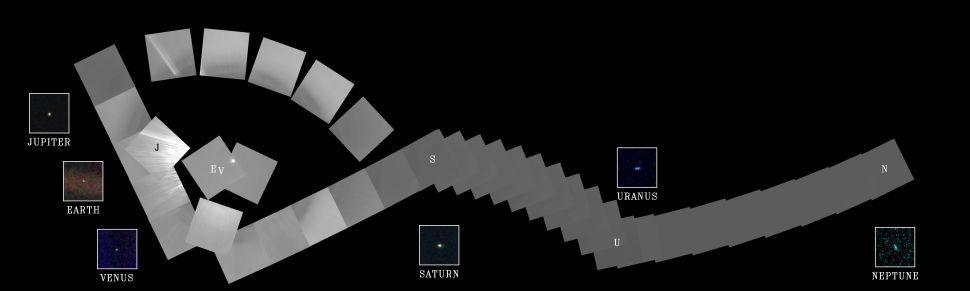 14 de fevereiro de 1990 Voyager 1 fez o primeiro retrato familiar do sistema solar