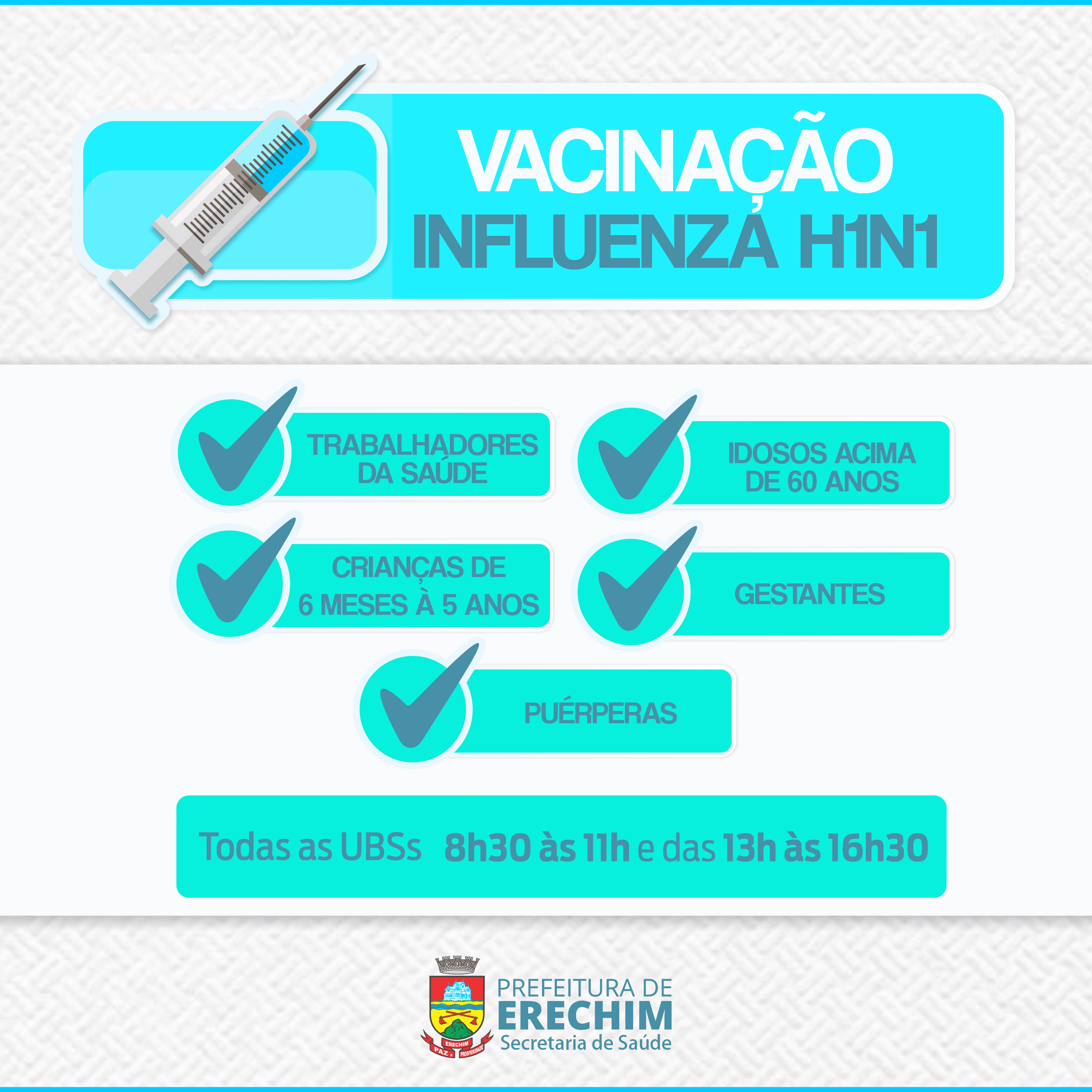 Campanha de vacinacao contra a gripe e ampliada em Erechim