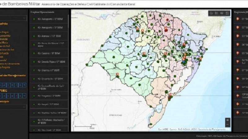 Geoportal disponibiliza painel com geolocalizacao dos batalhoes dos bombeiros