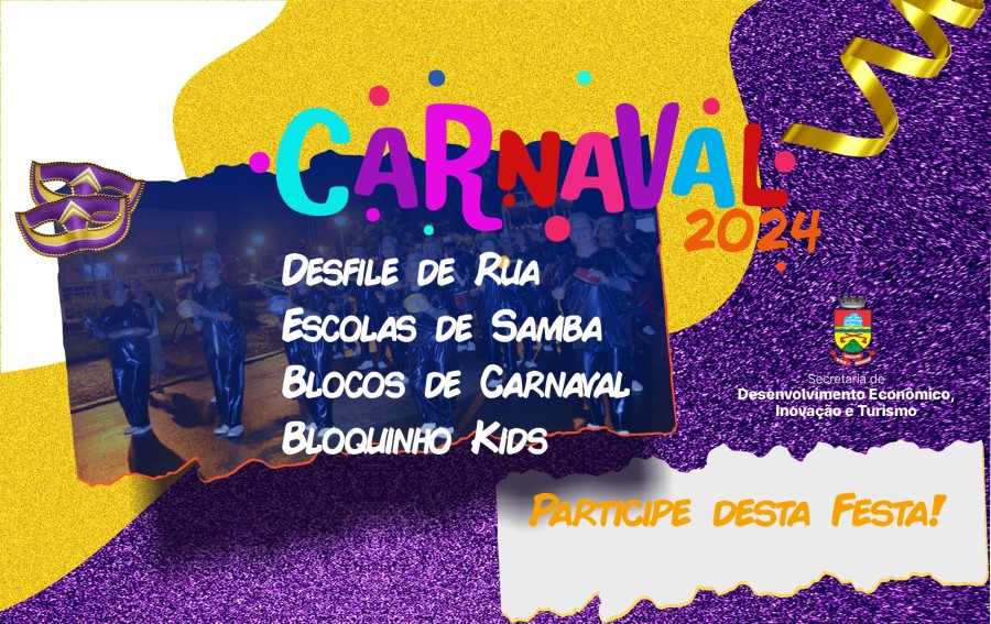 Faca parte do desfile de rua do Carnaval de Erechim 2024